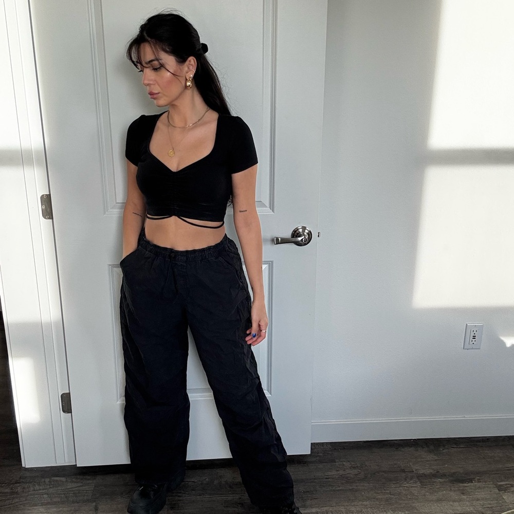 Zara cargo windbreaker black pants